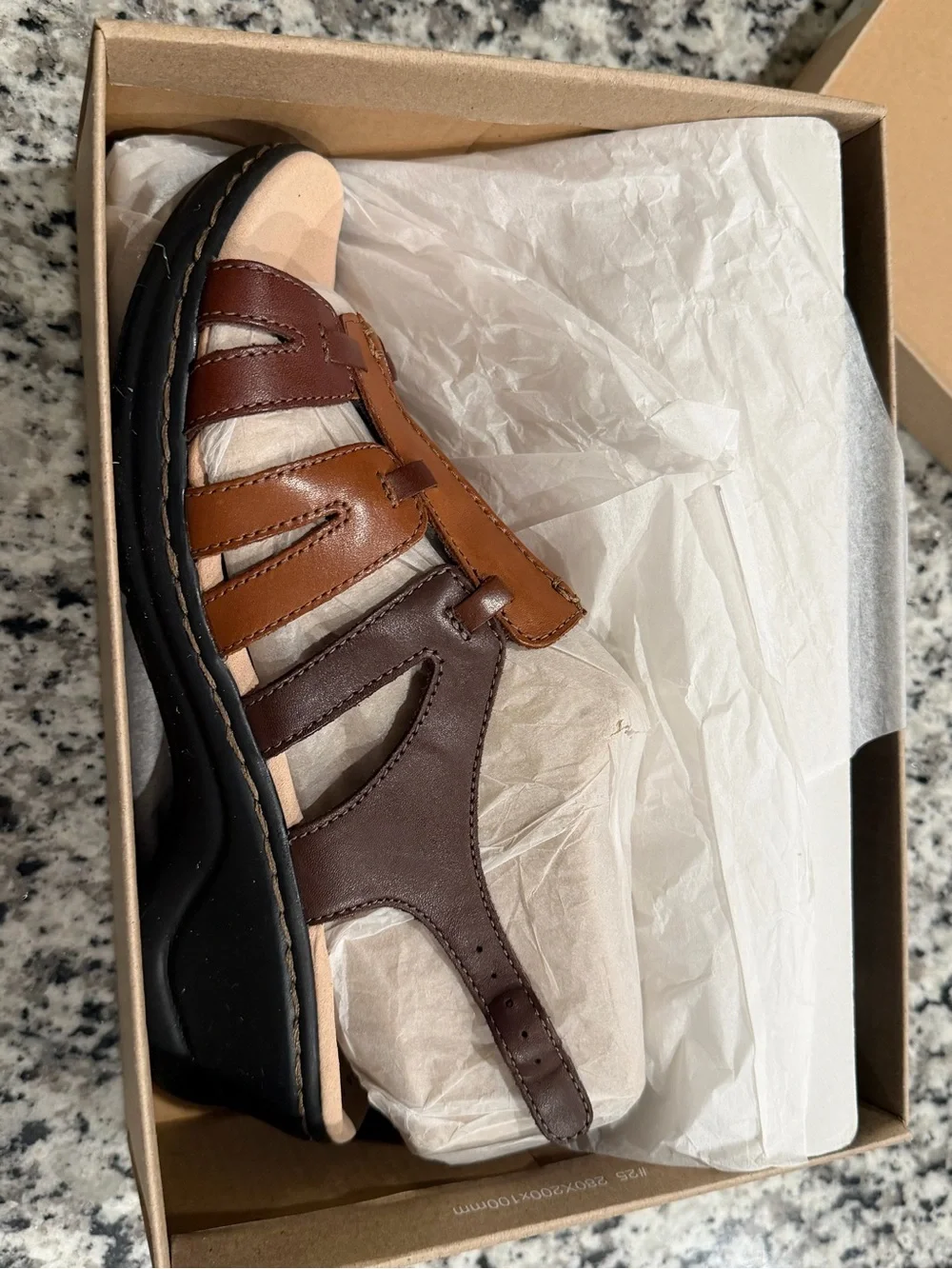 Clarks Two-Tone Brown Leather Sandals